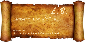 Lambert Borbála névjegykártya